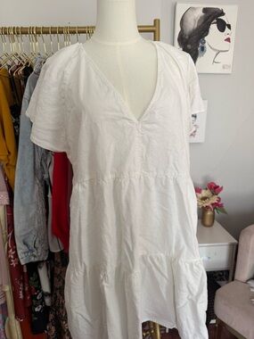Universal Thread White V-Neck Tiered Midi Dress